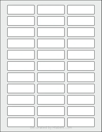 ChromaLabel® CAL01295 template with 33 rectangular 2.25 x 0.75 inch labels per sheet, on Letter-size adhesive blank label sheets.