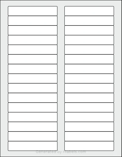 ChromaLabel® CAL04467 template with 30 rectangular 3.4375 x 0.6666 inch labels per sheet, on Letter-size adhesive blank label sheets.
