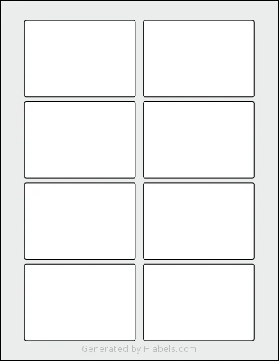 ChromaLabel® CAL04470 template with 8 rectangular 3.375 x 2.3333 inch labels per sheet, on Letter-size adhesive blank label sheets.