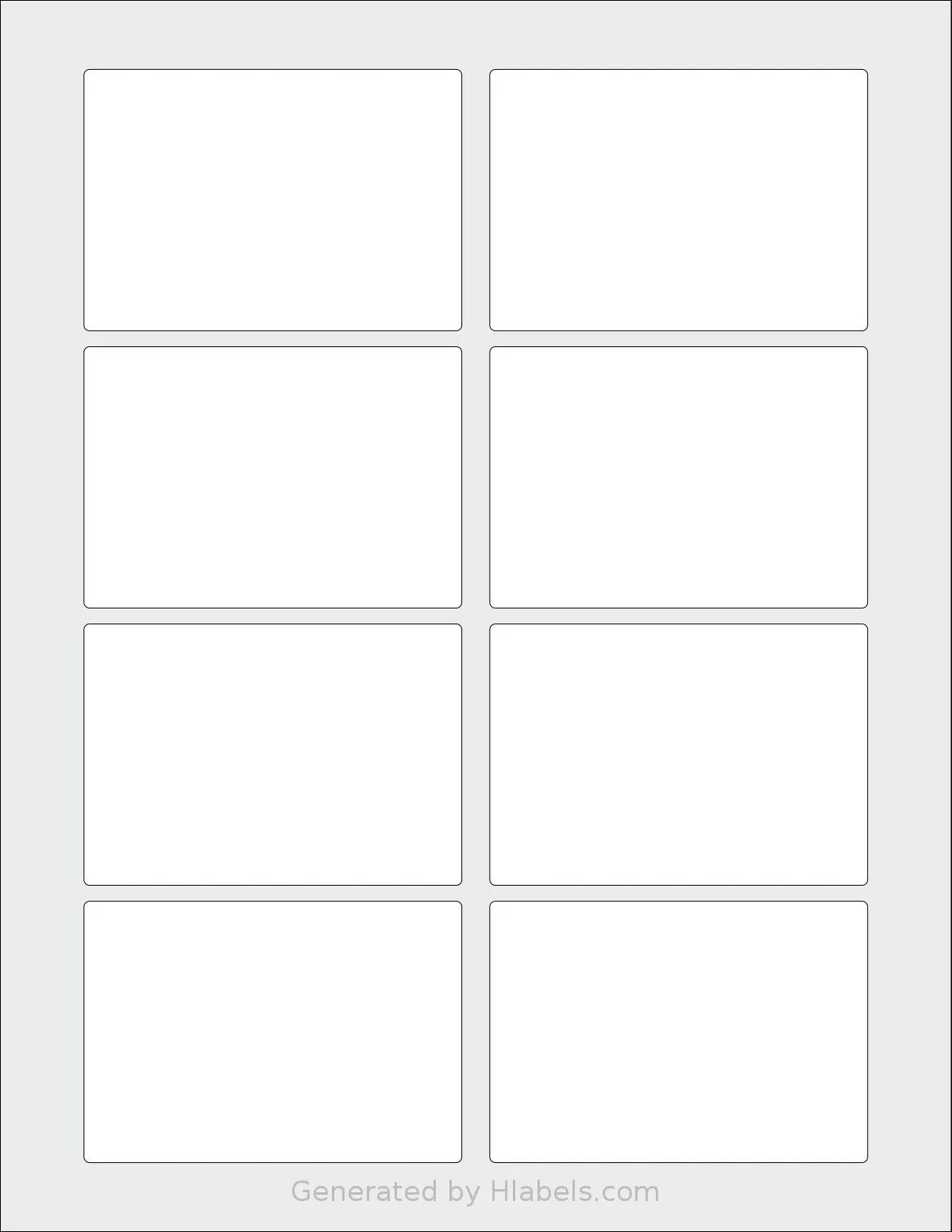 ChromaLabel® CAL04470 template with 8 rectangular 3.375 x 2.3333 inch labels per sheet, on Letter-size adhesive blank label sheets.