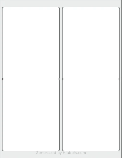 Dashleigh® 8380 template with 4 rectangular 4 x 5 inch labels per sheet, on Letter-size adhesive blank label sheets.