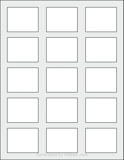 Dashleigh® 8383 template with 15 rectangular 2.125 x 1.6875 inch labels per sheet, on Letter-size adhesive blank label sheets.