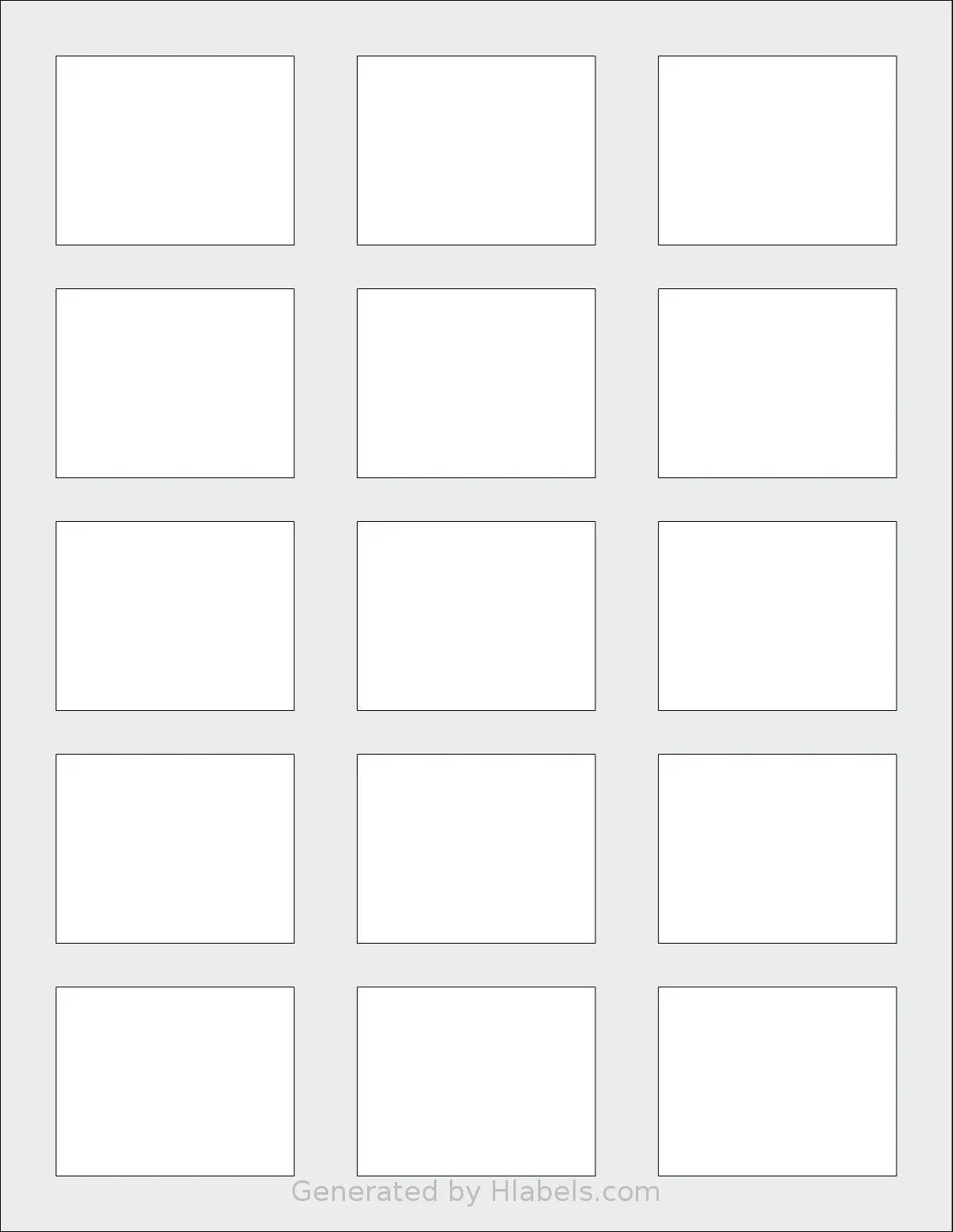 Dashleigh® 8383 template with 15 rectangular 2.125 x 1.6875 inch labels per sheet, on Letter-size adhesive blank label sheets.