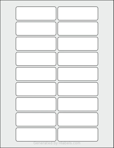 Dashleigh® 8384 template with 18 rectangular 3 x 1 inch labels per sheet, on Letter-size adhesive blank label sheets.