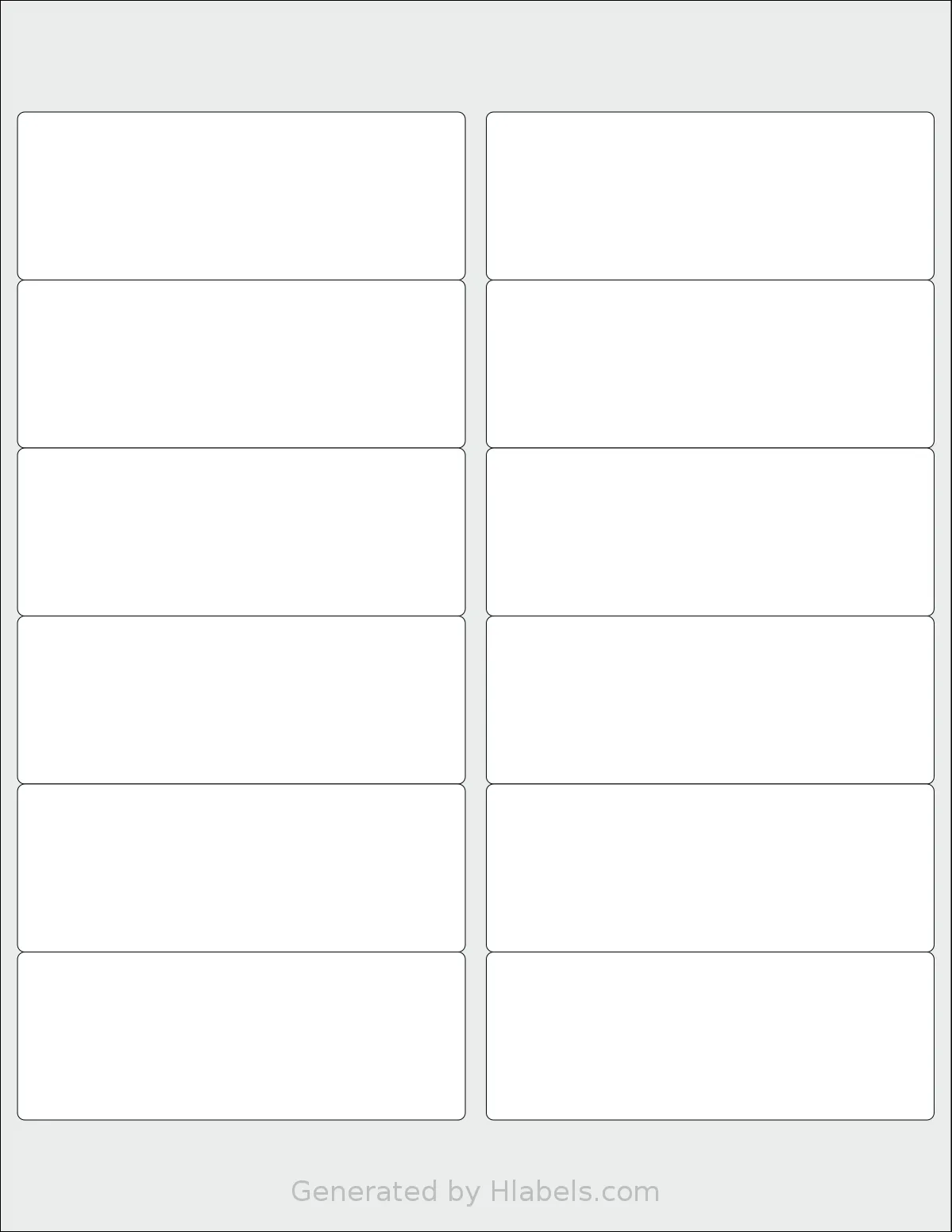 Dashleigh® 8385 template with 12 rectangular 4 x 1.5 inch labels per sheet, on Letter-size adhesive blank label sheets.