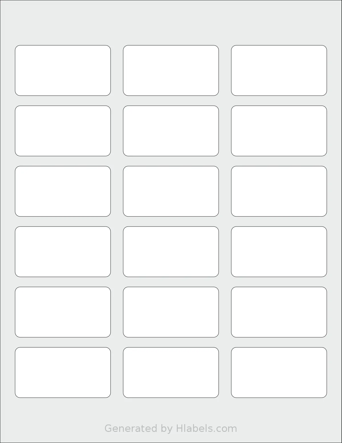 Dashleigh® 8389 template with 18 rectangular 2.375 x 1.25 inch labels per sheet, on Letter-size adhesive blank label sheets.