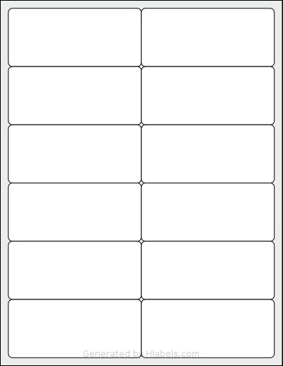 Dashleigh® 8391 template with 12 rectangular 4 x 1.75 inch labels per sheet, on Letter-size adhesive blank label sheets.