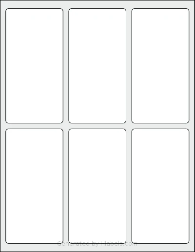 Dashleigh® 8393 template with 6 rectangular 2.5 x 5 inch labels per sheet, on Letter-size adhesive blank label sheets.