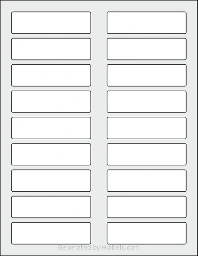 Dashleigh® 8394 template with 18 rectangular 3.4 x 0.93 inch labels per sheet, on Letter-size adhesive blank label sheets.