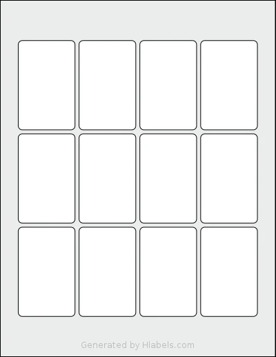 Dashleigh® 8395 template with 12 rectangular 1.75 x 2.75 inch labels per sheet, on Letter-size adhesive blank label sheets.