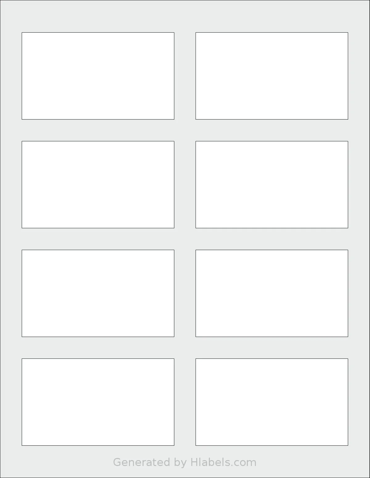 Dashleigh® 8396 template with 8 rectangular 3.5 x 2 inch labels per sheet, on Letter-size adhesive blank label sheets.