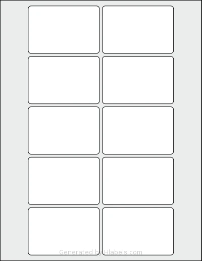 Dashleigh® 8397 template with 10 rectangular 3 x 2 inch labels per sheet, on Letter-size adhesive blank label sheets.