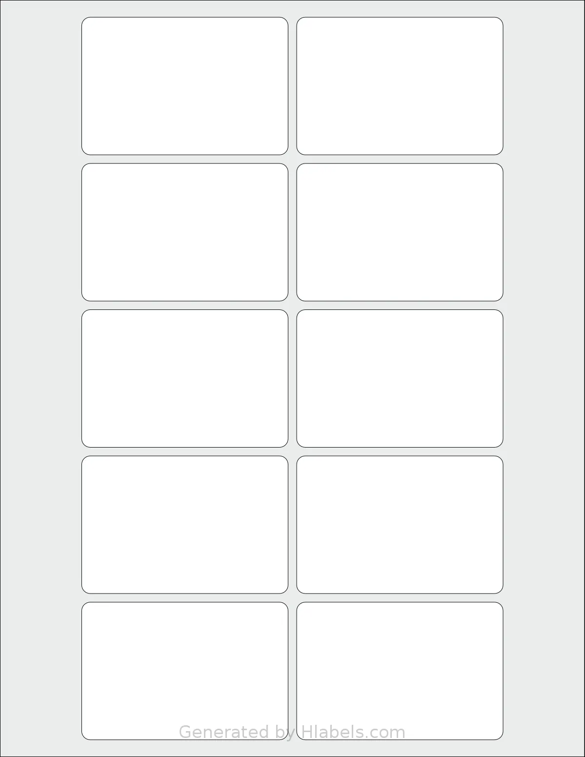 Dashleigh® 8397 template with 10 rectangular 3 x 2 inch labels per sheet, on Letter-size adhesive blank label sheets.
