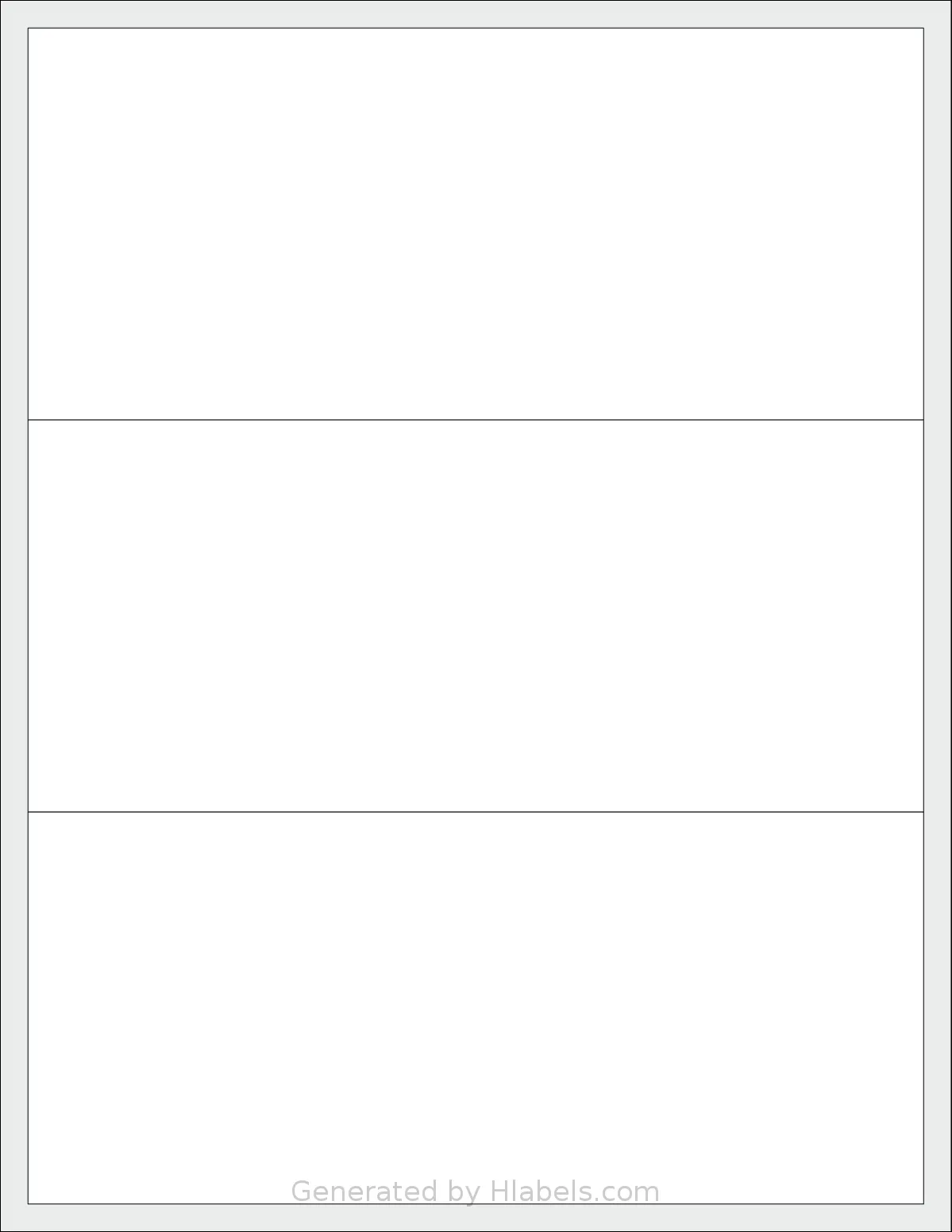 Dashleigh® 8398 template with 3 rectangular 8 x 3.5 inch labels per sheet, on Letter-size adhesive blank label sheets.