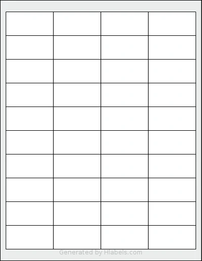 Dashleigh® 8399 template with 40 rectangular 2 x 1 inch labels per sheet, on Letter-size adhesive blank label sheets.