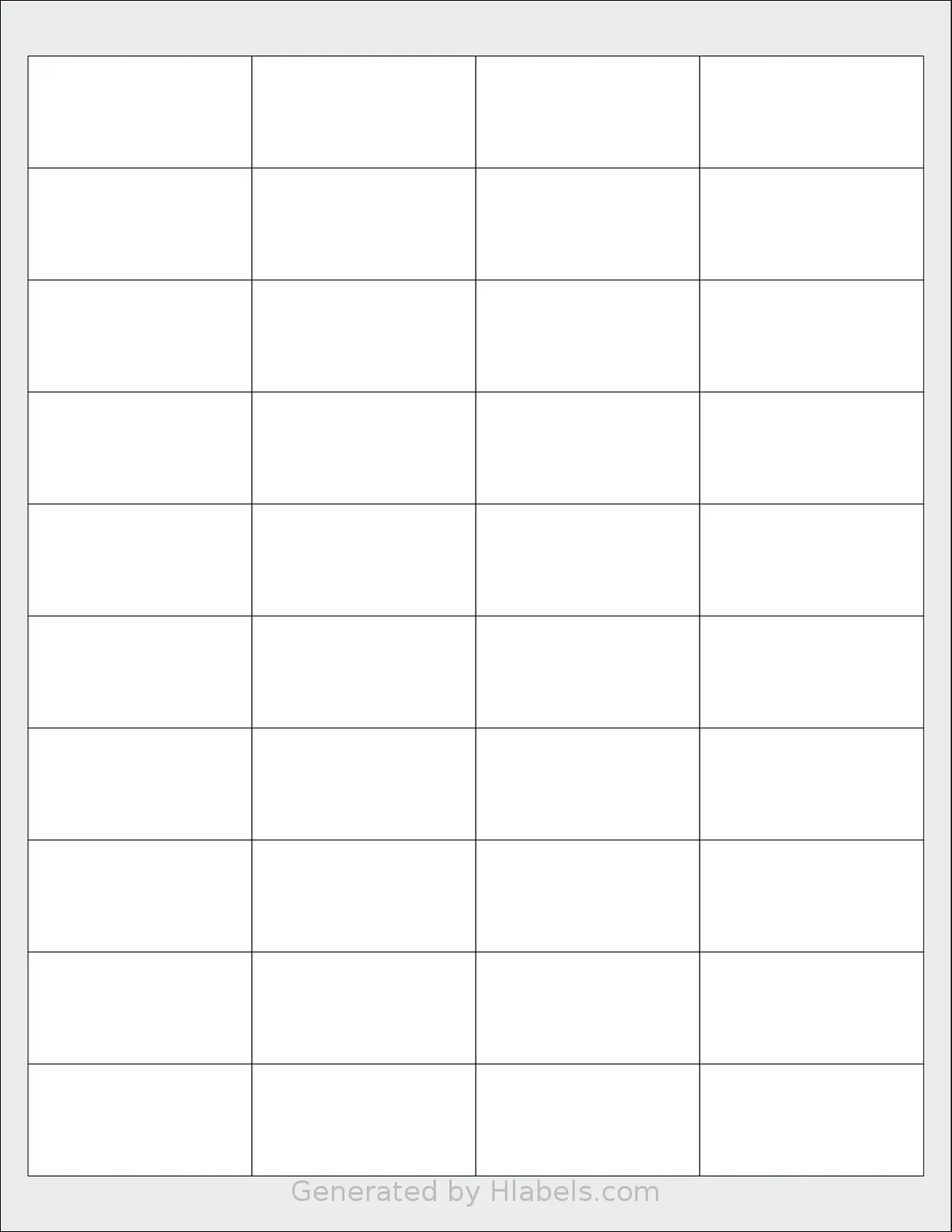 Dashleigh® 8399 template with 40 rectangular 2 x 1 inch labels per sheet, on Letter-size adhesive blank label sheets.