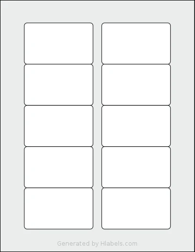 Dashleigh® 8400 template with 10 rectangular 3 x 1.8 inch labels per sheet, on Letter-size adhesive blank label sheets.