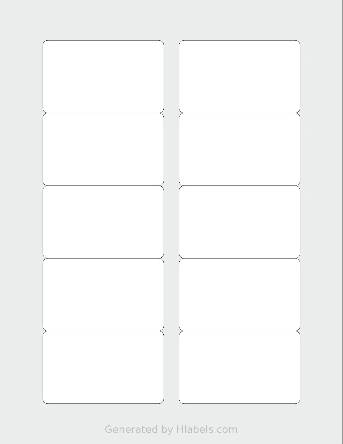 Dashleigh® 8400 template with 10 rectangular 3 x 1.8 inch labels per sheet, on Letter-size adhesive blank label sheets.