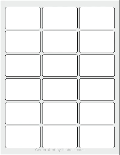 Dashleigh® 8401 template with 18 rectangular 2.5 x 1.563 inch labels per sheet, on Letter-size adhesive blank label sheets.