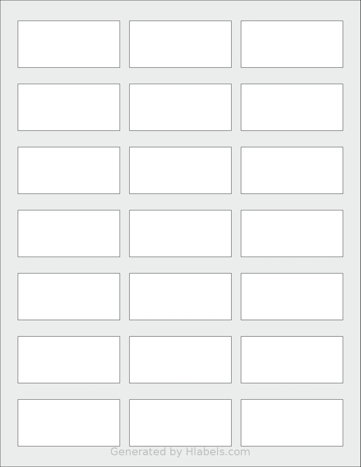 Dashleigh® 8406 template with 21 rectangular 2.4 x 1.1 inch labels per sheet, on Letter-size adhesive blank label sheets.