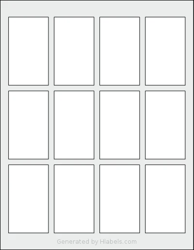 Dashleigh® 8407 template with 12 rectangular 1.75 x 3 inch labels per sheet, on Letter-size adhesive blank label sheets.