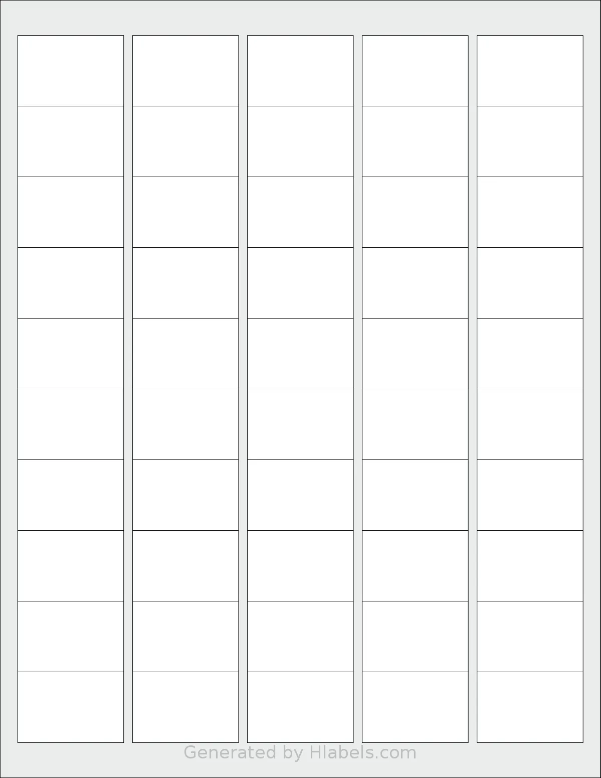 Dashleigh® 8409 template with 50 rectangular 1.5 x 1 inch labels per sheet, on Letter-size adhesive blank label sheets.