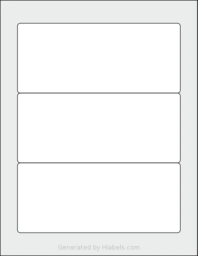 Dashleigh® 8411 template with 3 rectangular 7 x 3 inch labels per sheet, on Letter-size adhesive blank label sheets.