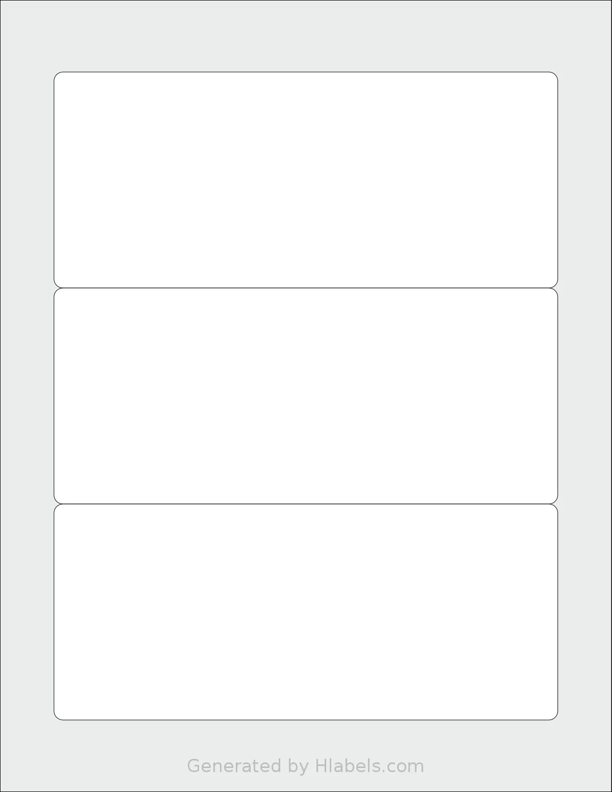 Dashleigh® 8411 template with 3 rectangular 7 x 3 inch labels per sheet, on Letter-size adhesive blank label sheets.