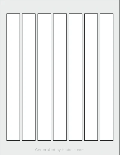 Dashleigh® 8418 template with 7 rectangular 0.9375 x 9 inch labels per sheet, on Letter-size adhesive blank label sheets.