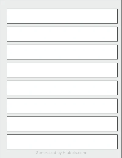 Dashleigh® 8419 template with 8 rectangular 7.7 x 1 inch labels per sheet, on Letter-size adhesive blank label sheets.