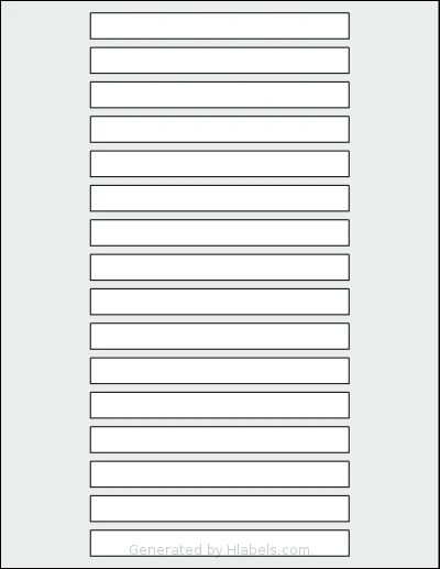 Dashleigh® 8420 template with 16 rectangular 5 x 0.5 inch labels per sheet, on Letter-size adhesive blank label sheets.