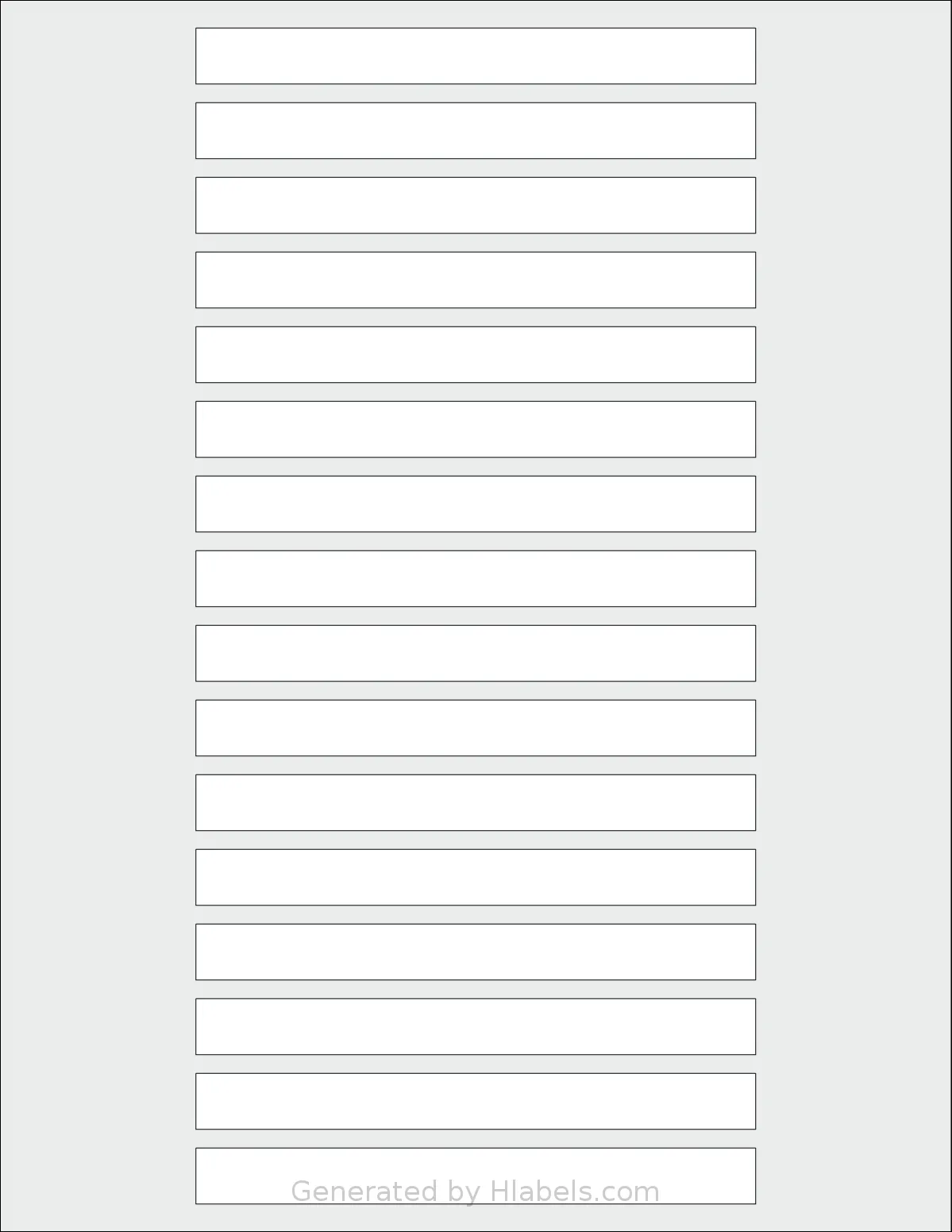 Dashleigh® 8420 template with 16 rectangular 5 x 0.5 inch labels per sheet, on Letter-size adhesive blank label sheets.