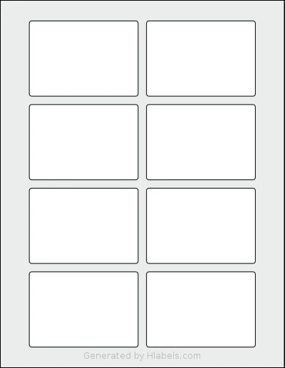 Dashleigh® 8430 template with 8 rectangular 3.25 x 2.25 inch labels per sheet, on Letter-size adhesive blank label sheets.