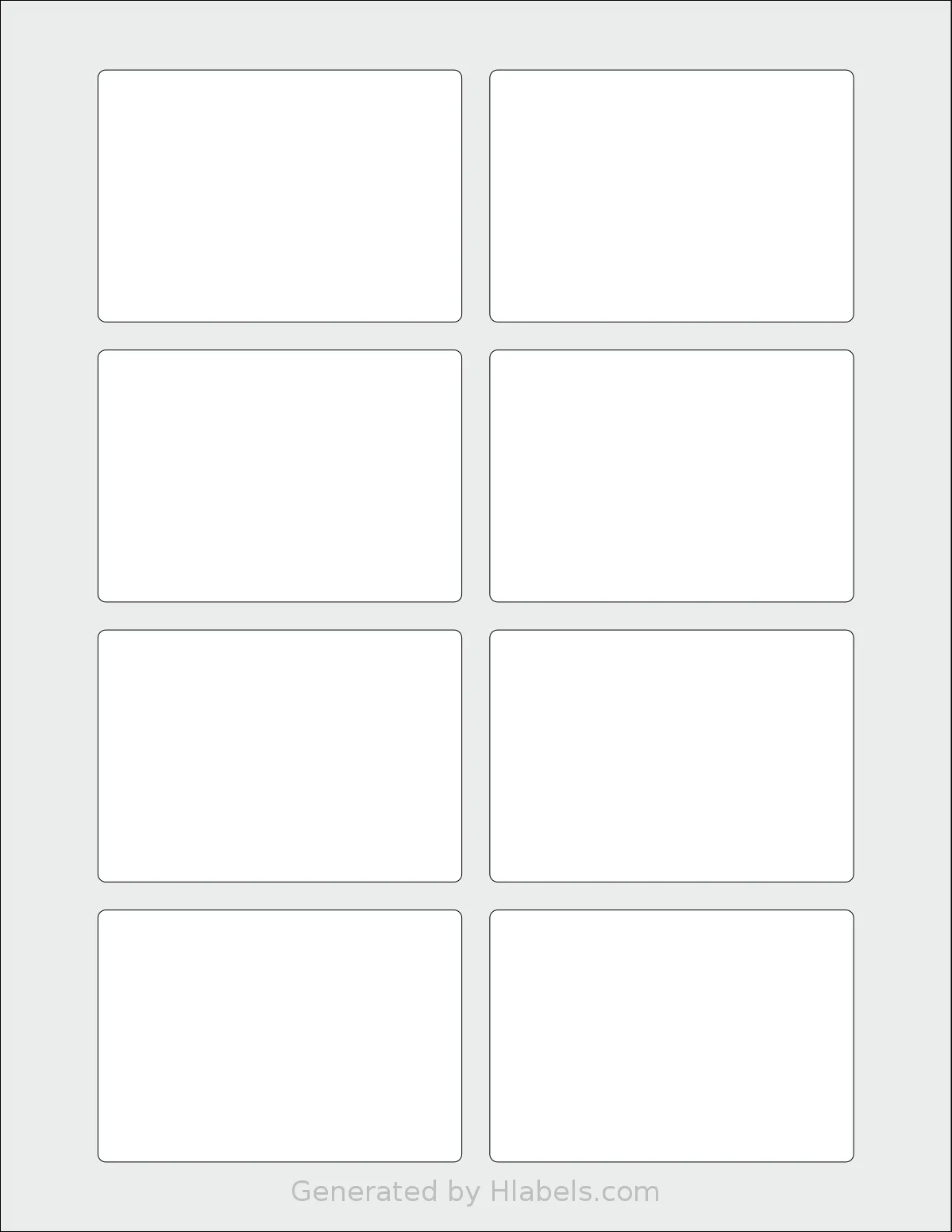 Dashleigh® 8430 template with 8 rectangular 3.25 x 2.25 inch labels per sheet, on Letter-size adhesive blank label sheets.