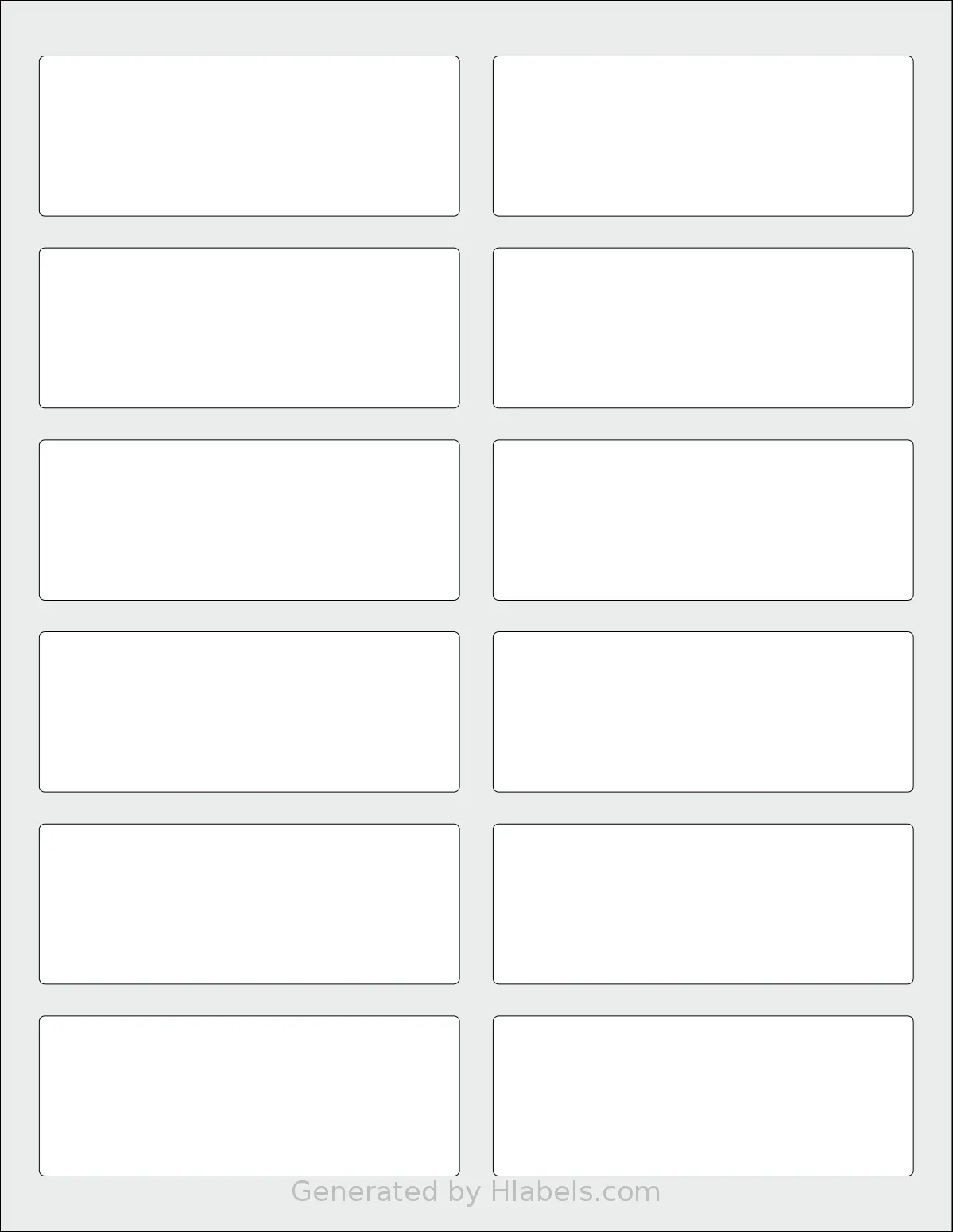 Dashleigh® 8439 template with 12 rectangular 3.75 x 1.43 inch labels per sheet, on Letter-size adhesive blank label sheets.