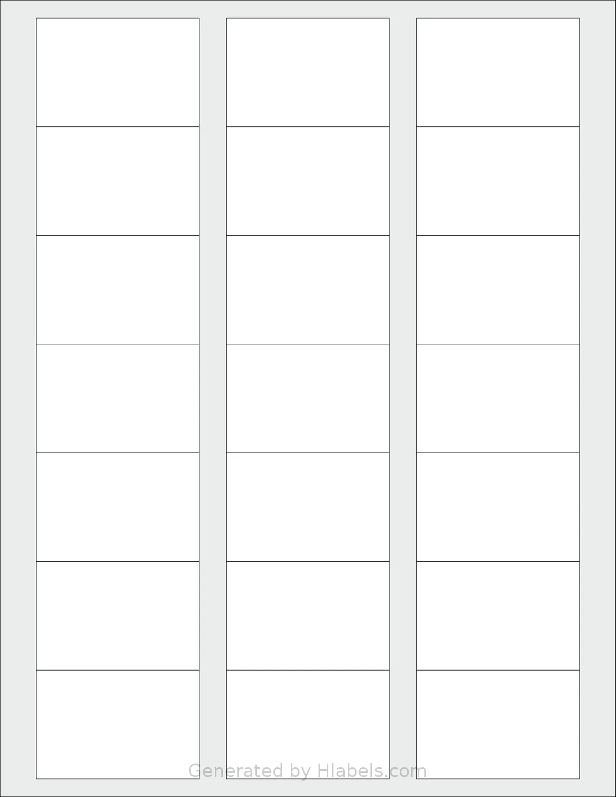 Dashleigh® 8442 template with 21 rectangular 2.25 x 1.5 inch labels per sheet, on Letter-size adhesive blank label sheets.