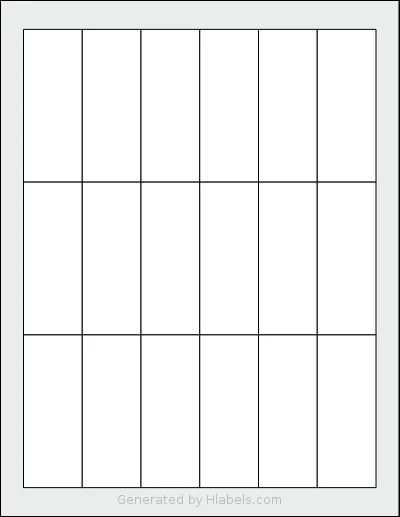 Dashleigh® 8446 template with 18 rectangular 1.25 x 3.25 inch labels per sheet, on Letter-size adhesive blank label sheets.