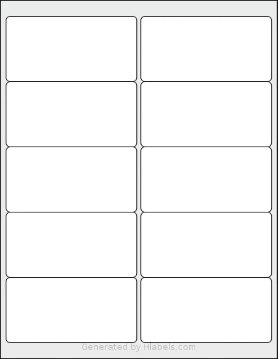Dashleigh® 8447 template with 10 rectangular 4 x 2 inch labels per sheet, on Letter-size adhesive blank label sheets.