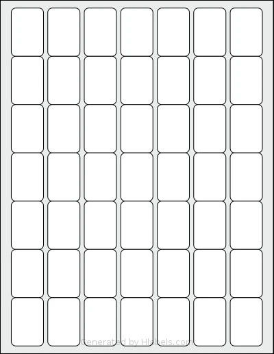 Demco® W14217670 template with 49 rectangular 1 x 1.5 inch labels per sheet, on Letter-size adhesive blank label sheets.