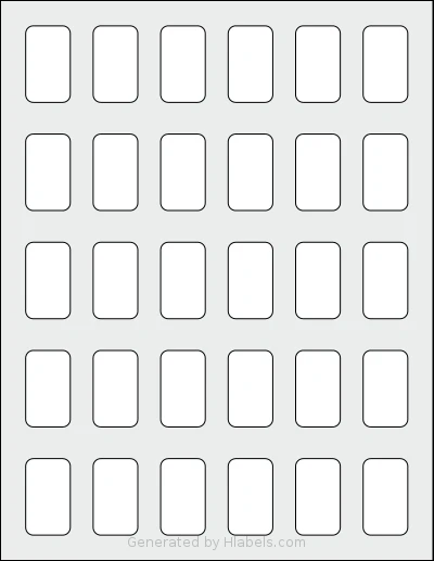 Demco® W14217680 template with 30 rectangular 0.875 x 1.5 inch labels per sheet, on Letter-size adhesive blank label sheets.