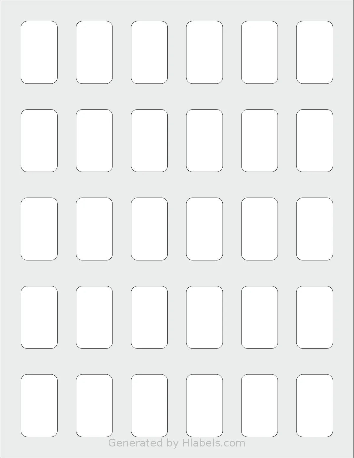 Demco® W14217680 template with 30 rectangular 0.875 x 1.5 inch labels per sheet, on Letter-size adhesive blank label sheets.