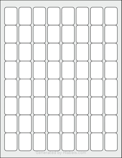 Demco® W14217690 template with 64 rectangular 0.875 x 1.25 inch labels per sheet, on Letter-size adhesive blank label sheets.
