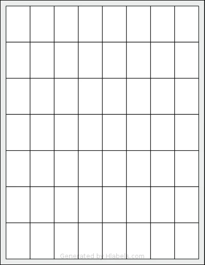 Demco® W14218020 template with 56 rectangular 1 x 1.5 inch labels per sheet, on Letter-size adhesive blank label sheets.