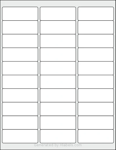 Demco® W14218050 template with 30 rectangular 2.625 x 1 inch labels per sheet, on Letter-size adhesive blank label sheets.