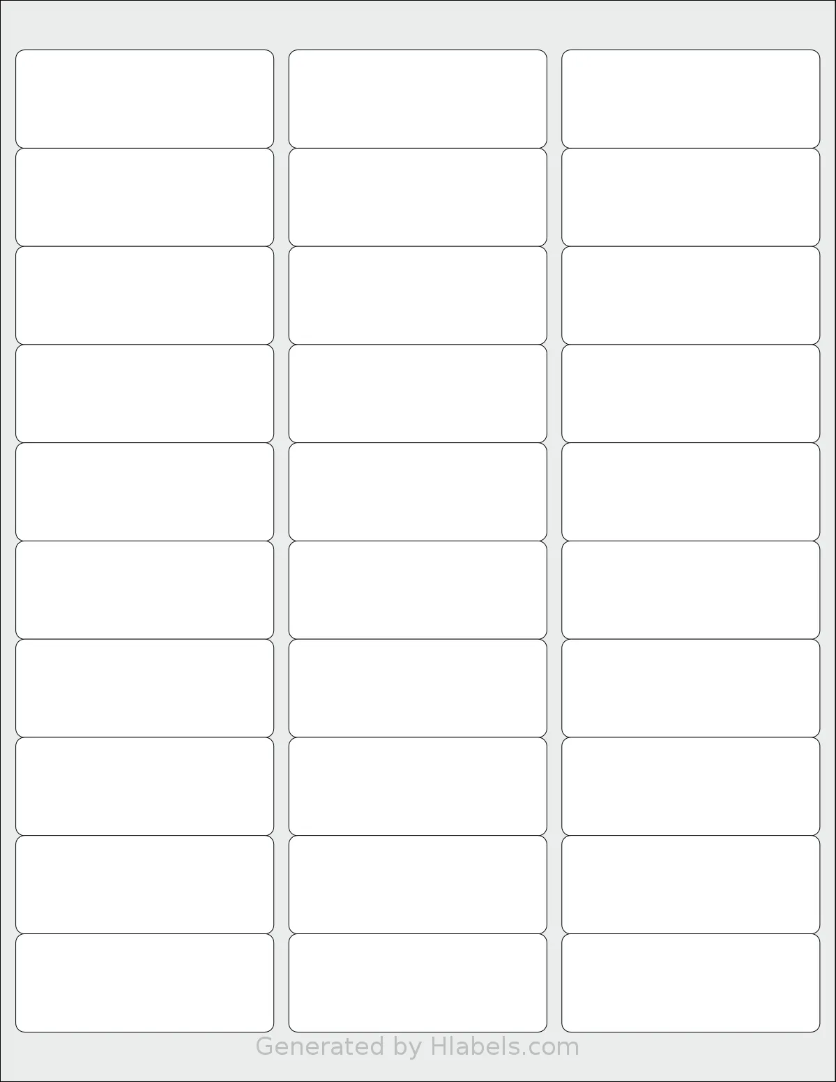 Demco® W14218050 template with 30 rectangular 2.625 x 1 inch labels per sheet, on Letter-size adhesive blank label sheets.