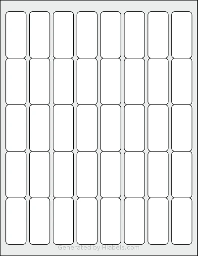 Demco® W14942210 template with 40 rectangular 0.875 x 2 inch labels per sheet, on Letter-size adhesive blank label sheets.
