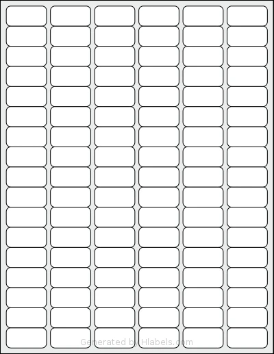 Demco® W14942220 template with 102 rectangular 1.25 x 0.625 inch labels per sheet, on Letter-size adhesive blank label sheets.