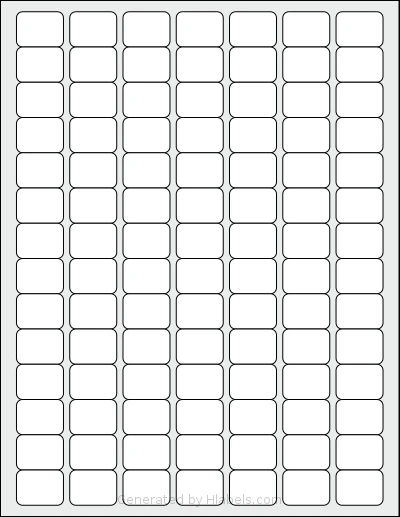 Demco® W14942230 template with 98 rectangular 1 x 0.75 inch labels per sheet, on Letter-size adhesive blank label sheets.