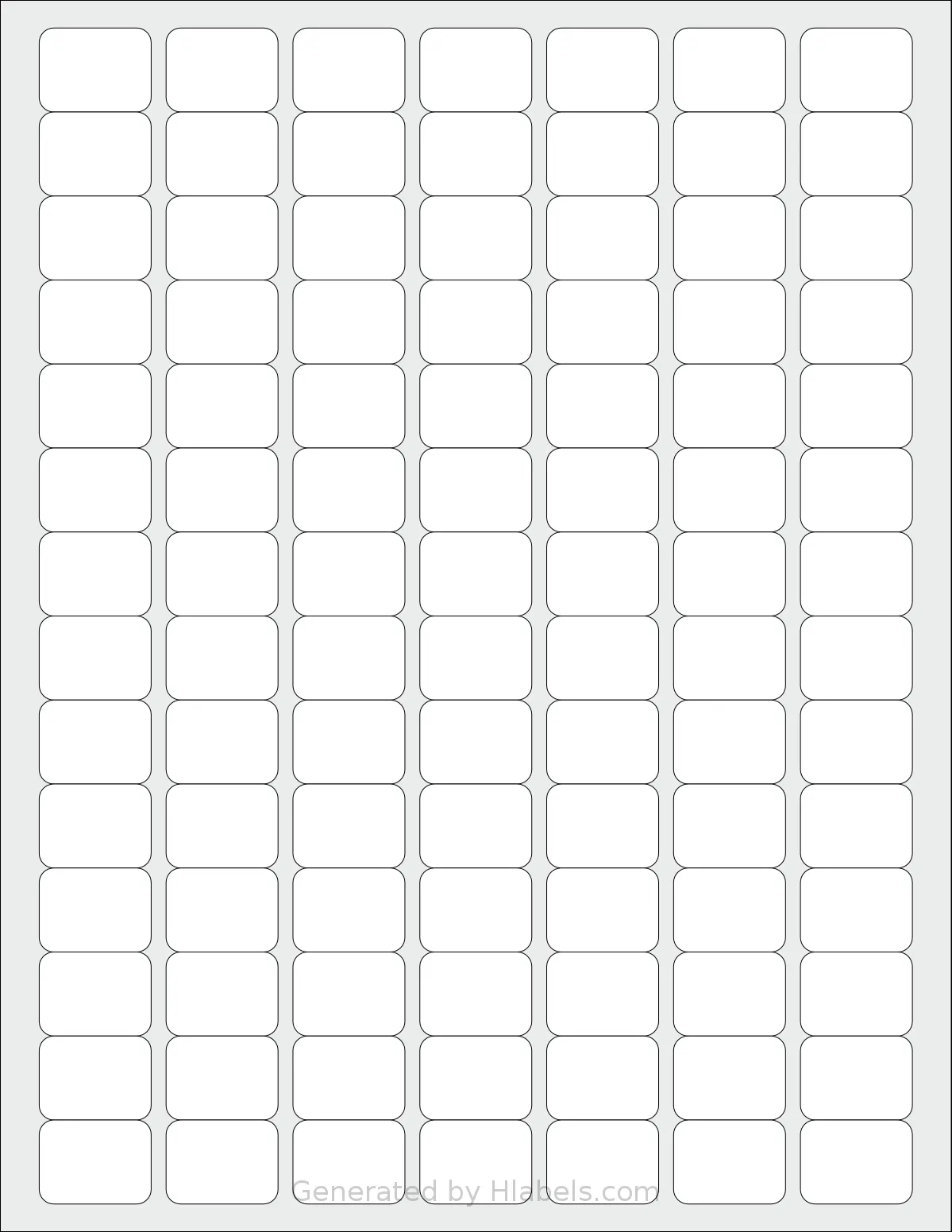 Demco® W14942230 template with 98 rectangular 1 x 0.75 inch labels per sheet, on Letter-size adhesive blank label sheets.