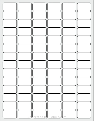 Demco® W14942240 template with 84 rectangular 1.25 x 0.75 inch labels per sheet, on Letter-size adhesive blank label sheets.